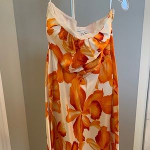 Banana Republic orange floral strapless dress